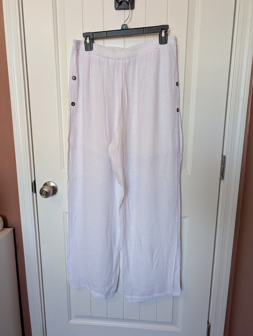 Gaya Designs Swiss Pants Silk Blend Wide Leg Pant Large White
